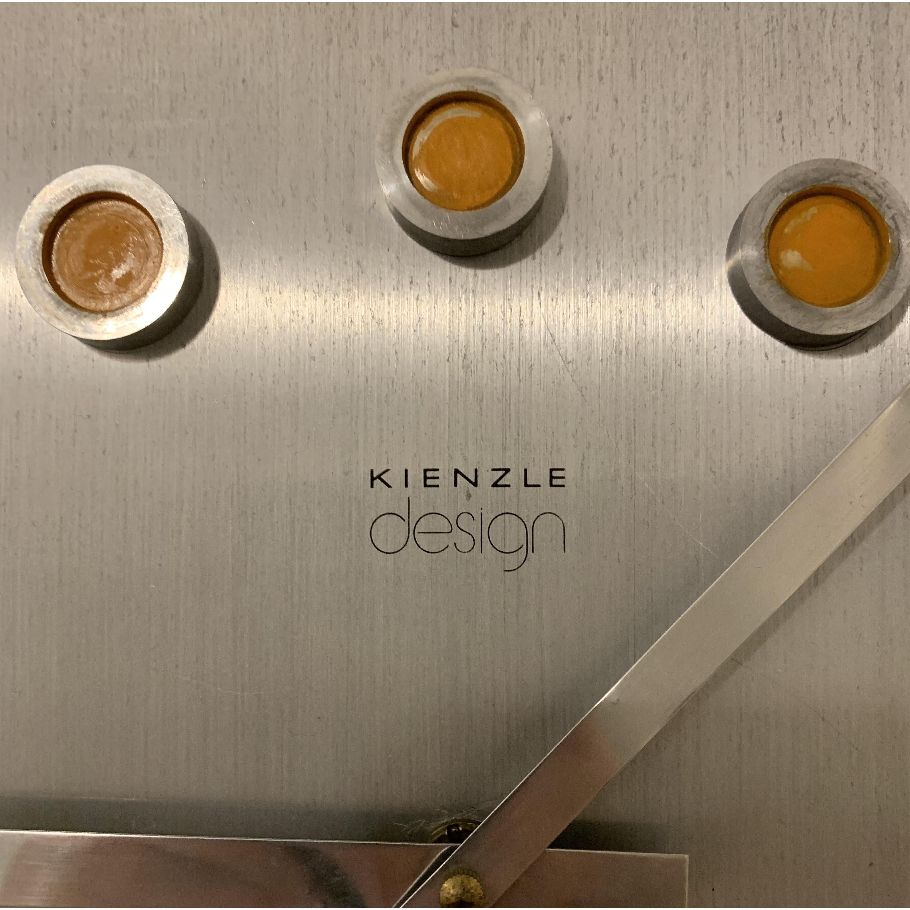 Kienzle Design Wall Clock – 1970s West German Brushed Aluminium Orange Dot Markers Original Quartz