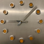 Kienzle Design Wall Clock – 1970s West German Brushed Aluminium Orange Dot Markers Original Quartz