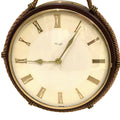 Kienzle Rope Hung Wall Clock: 1960s Brass Bezel, Roman Numerals, White Dial