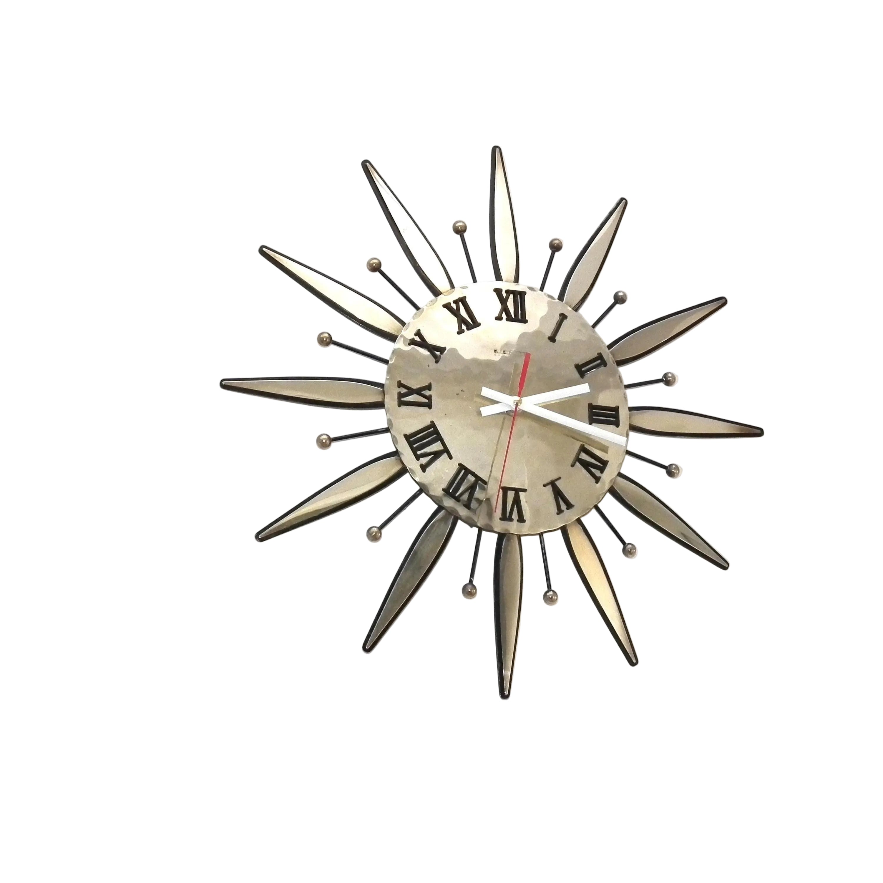 Kienzle Sunburst Wall Clock – 1970s Brass Starburst, Mid Century Modern German Design