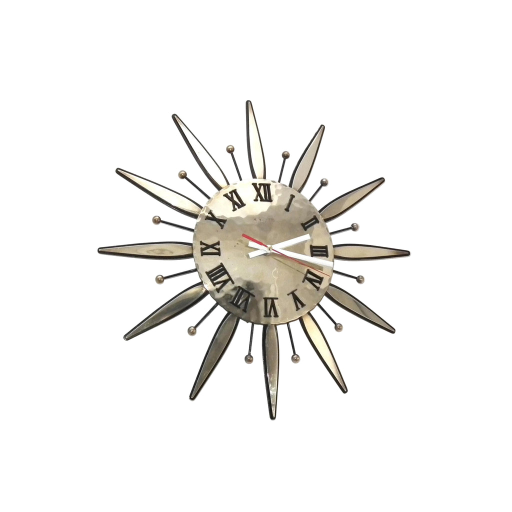 Kienzle Sunburst Wall Clock – 1970s Brass Starburst, Mid Century Modern German Design