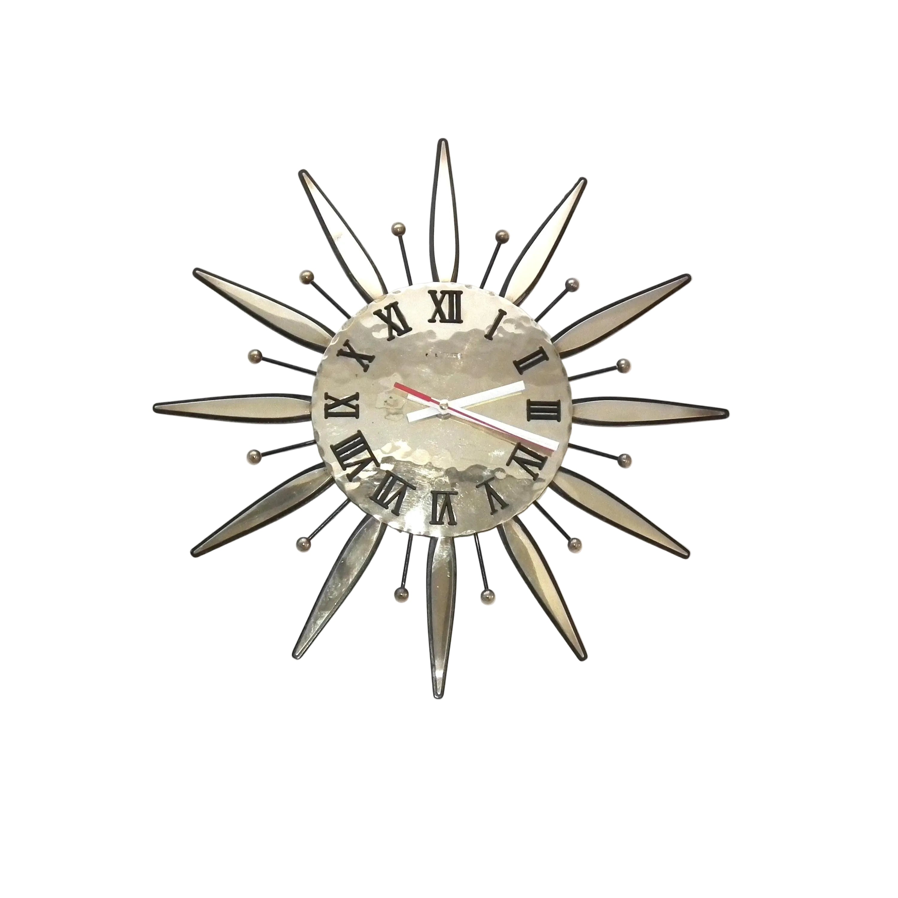 Kienzle Sunburst Wall Clock – 1970s Brass Starburst, Mid Century Modern German Design
