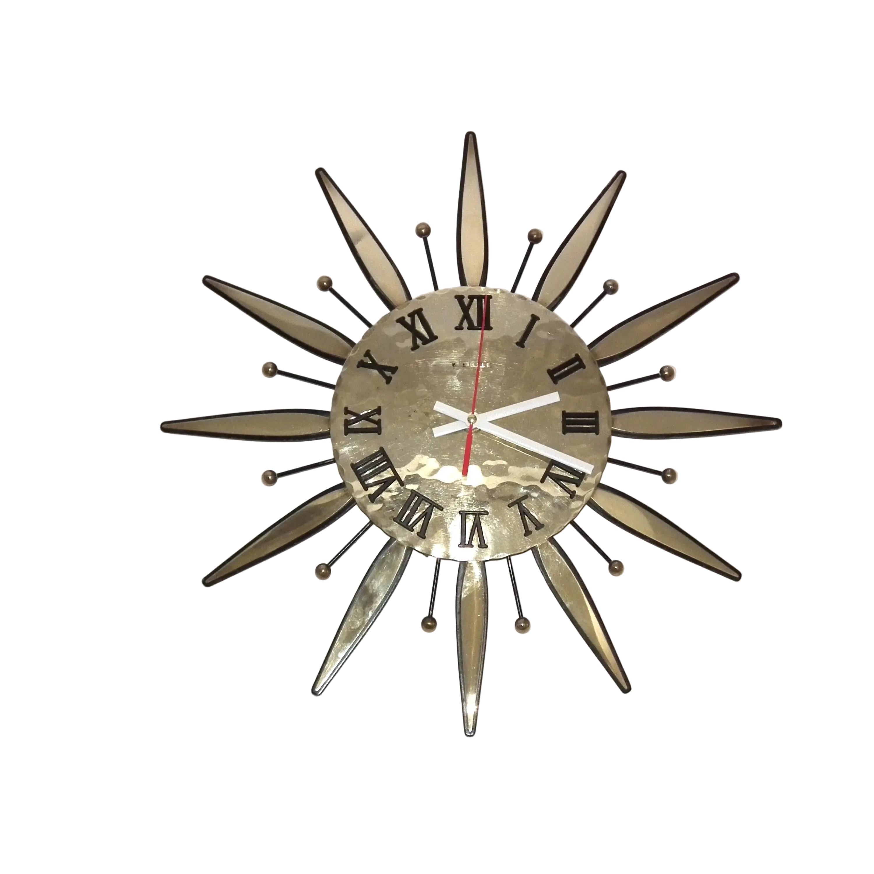 Kienzle Sunburst Wall Clock – 1970s Brass Starburst, Mid Century Modern German Design