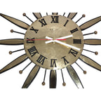 Kienzle Sunburst Wall Clock – 1970s Brass Starburst, Mid Century Modern German Design