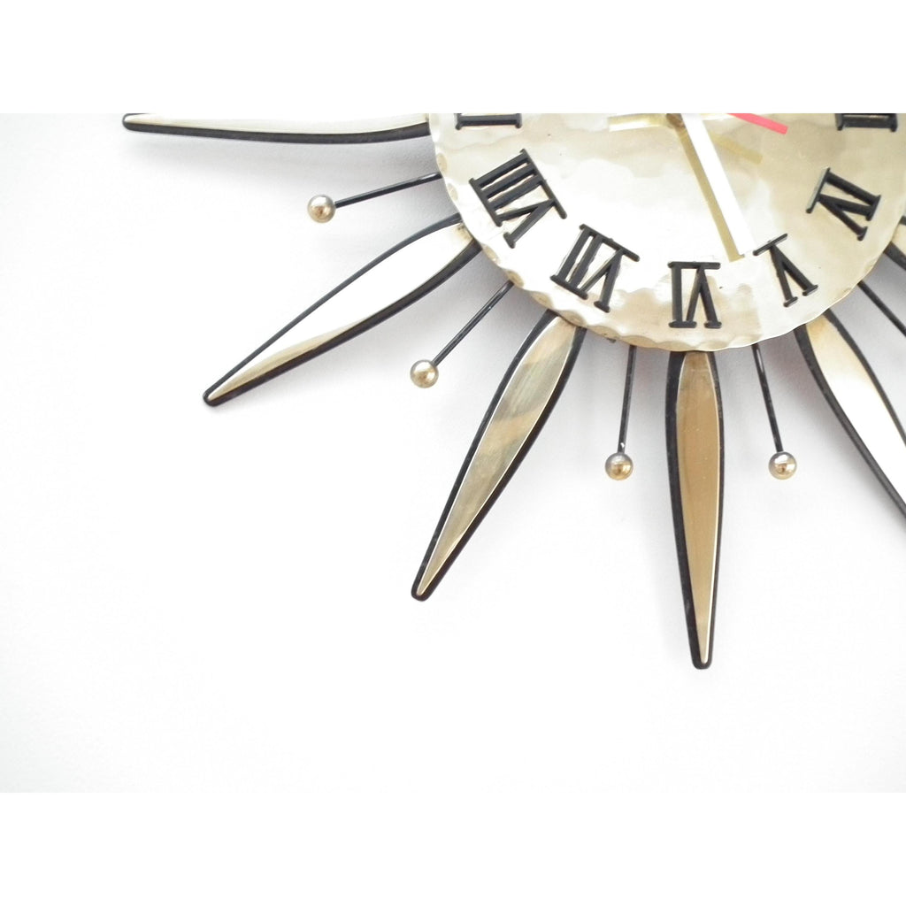 Kienzle Sunburst Wall Clock – 1970s Brass Starburst, Mid Century Modern German Design