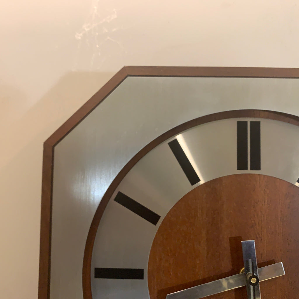 Kienzle Variogong Wall Clock Vintage Teak Chrome Octagon German 70s