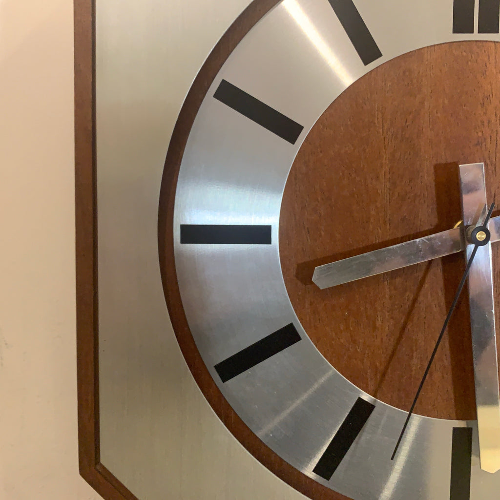 Kienzle Variogong Wall Clock Vintage Teak Chrome Octagon German 70s