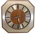 Kienzle Variogong Wall Clock Vintage Teak Chrome Octagon German 70s