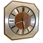 Kienzle Variogong Wall Clock Vintage Teak Chrome Octagon German 70s