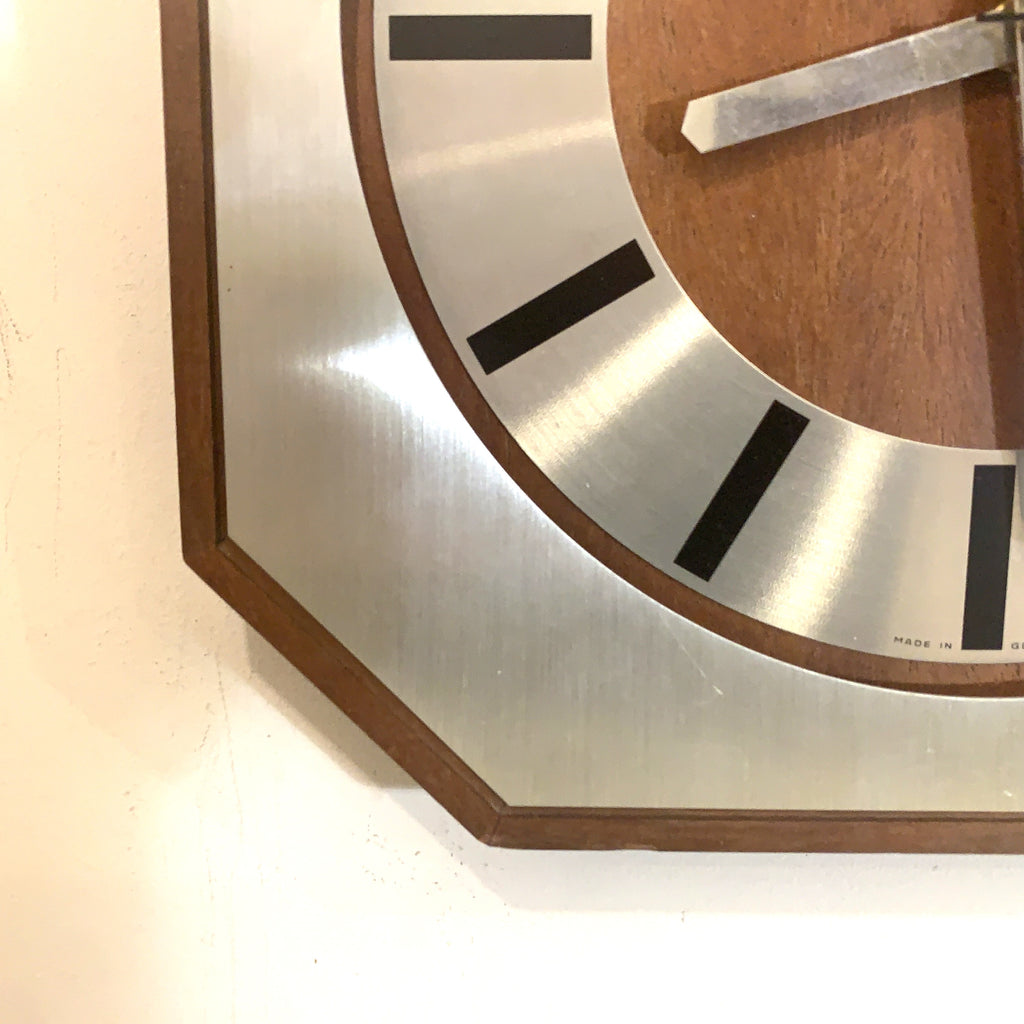 Kienzle Variogong Wall Clock Vintage Teak Chrome Octagon German 70s
