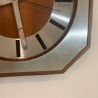 Kienzle Variogong Wall Clock Vintage Teak Chrome Octagon German 70s