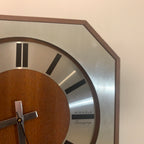 Kienzle Variogong Wall Clock Vintage Teak Chrome Octagon German 70s