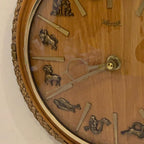 Kienzle Zodiac Wall Clock: Rope Hung Wooden Case, Brass Symbols, Mid Century 1960s Quartz