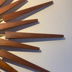 Large Anstey & Wilson Teak & Brass Starburst Wall Clock, 1960s Mid Century, 62cm