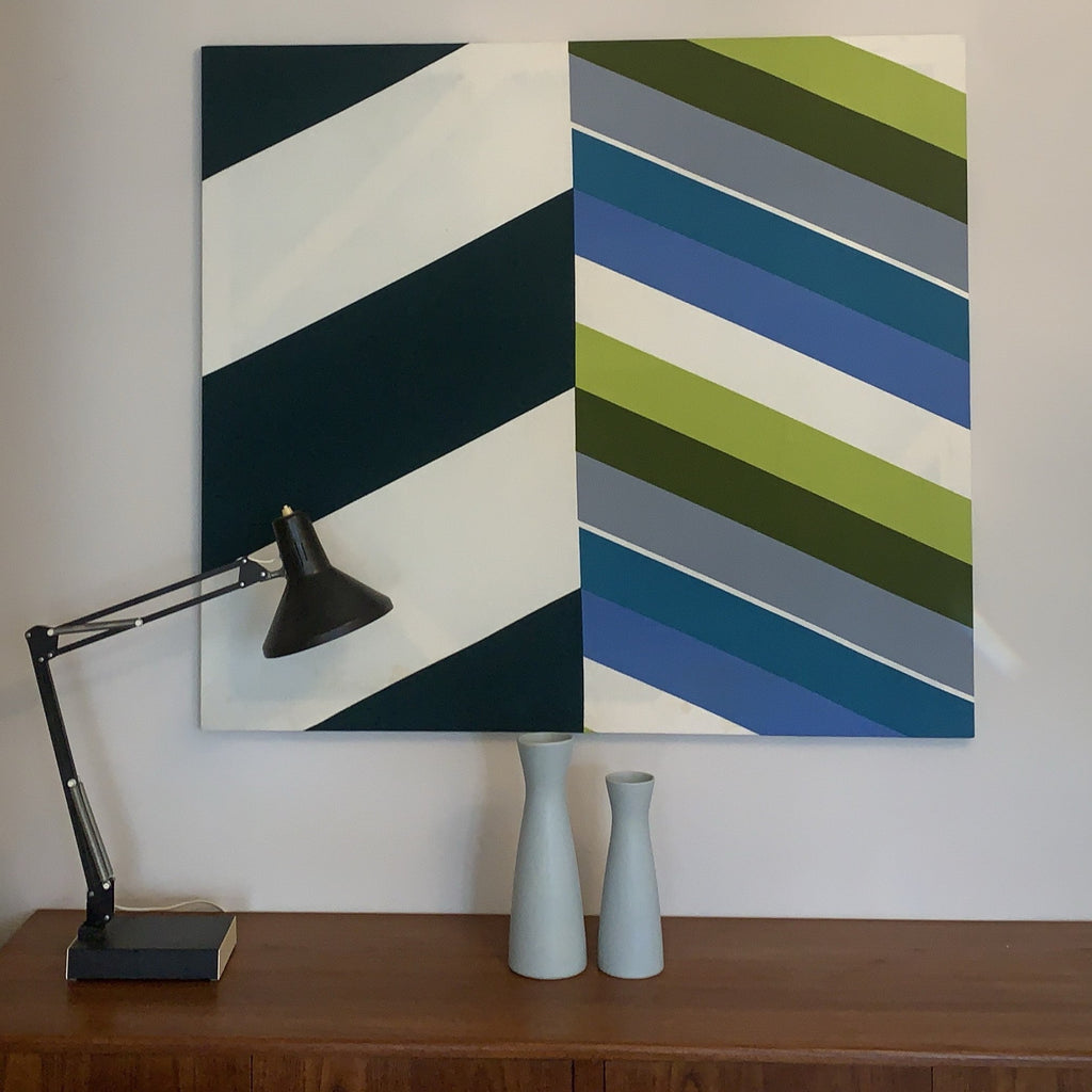 Lucienne Day Chevron 1968 Heal Fabrics Textile Wall Art – Mid Century Modern Framed Panel