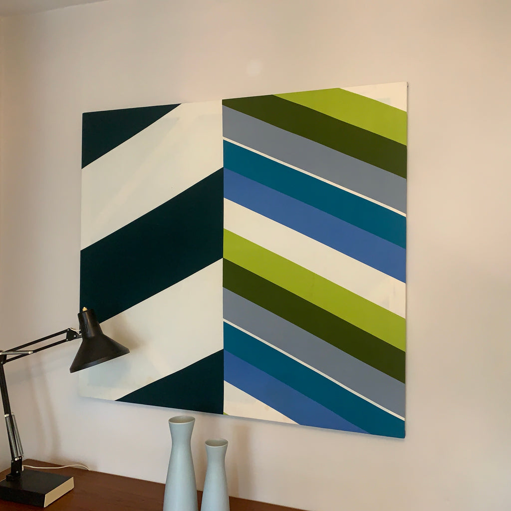 Lucienne Day Chevron 1968 Heal Fabrics Textile Wall Art – Mid Century Modern Framed Panel