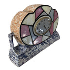 Majolique Wasmuel Belgian Art Deco Mantel Clock – 1920s Faience Stained Glass Geometric New Quartz