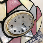 Majolique Wasmuel Belgian Art Deco Mantel Clock – 1920s Faience Stained Glass Geometric New Quartz