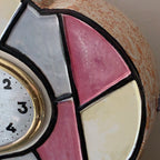 Majolique Wasmuel Belgian Art Deco Mantel Clock – 1920s Faience Stained Glass Geometric New Quartz