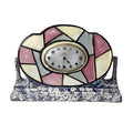 Majolique Wasmuel Belgian Art Deco Mantel Clock – 1920s Faience Stained Glass Geometric New Quartz