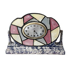 Majolique Wasmuel Belgian Art Deco Mantel Clock – 1920s Faience Stained Glass Geometric New Quartz