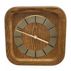 Meister-Anker West Germany Wall Clock – 1970s Solid Oak Gold Baton Dial New Quartz 11 Inch Square