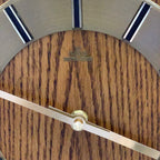 Meister-Anker West Germany Wall Clock – 1970s Solid Oak Gold Baton Dial New Quartz 11 Inch Square