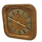 Meister-Anker West Germany Wall Clock – 1970s Solid Oak Gold Baton Dial New Quartz 11 Inch Square