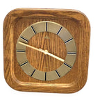Meister-Anker West Germany Wall Clock – 1970s Solid Oak Gold Baton Dial New Quartz 11 Inch Square