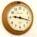 Metamec Chesterfield Wall Clock – Vintage Pine Wood Brass Bezel Arabic Numeral Quartz 7½ Inch