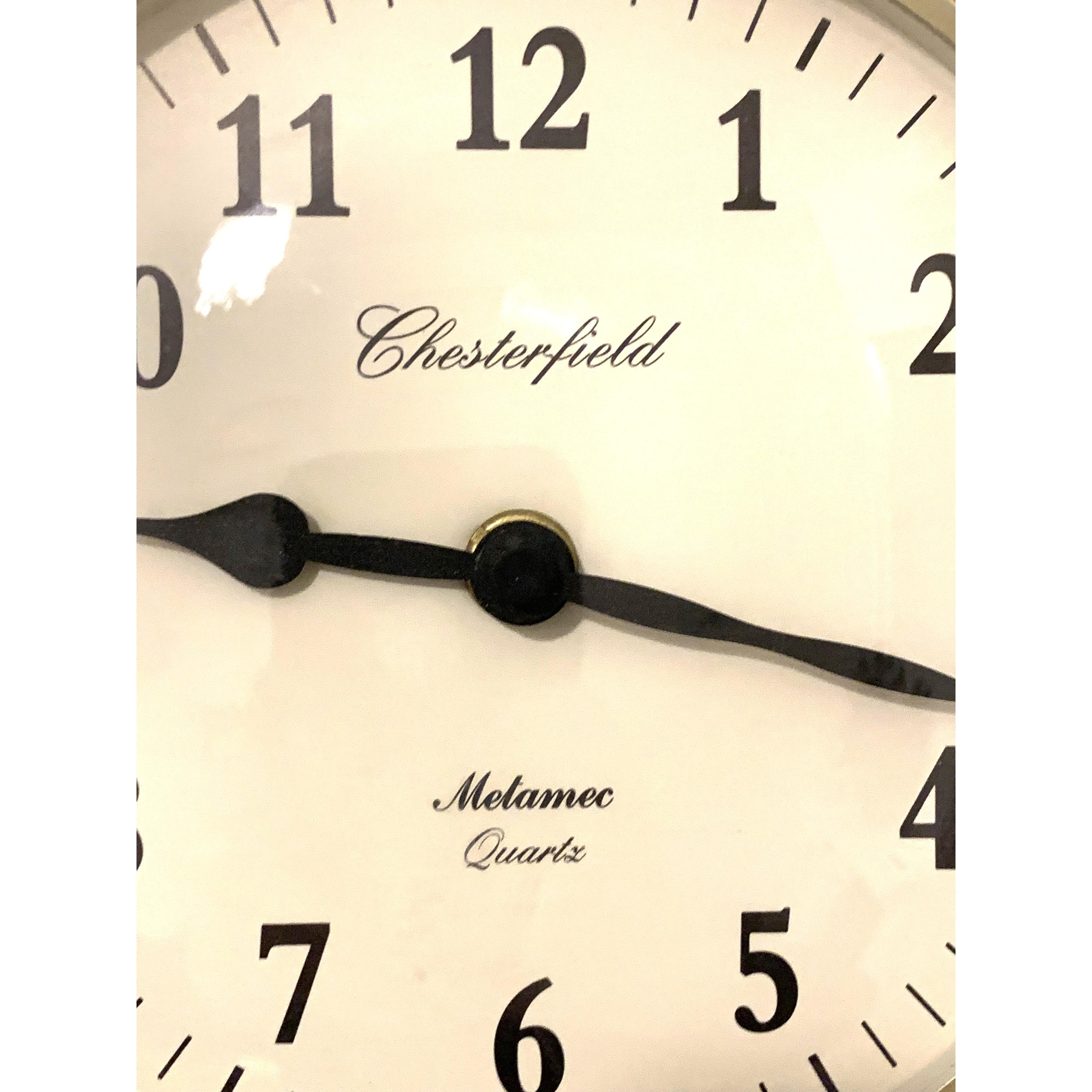 Metamec Chesterfield Wall Clock – Vintage Pine Wood Brass Bezel Arabic Numeral Quartz 7½ Inch