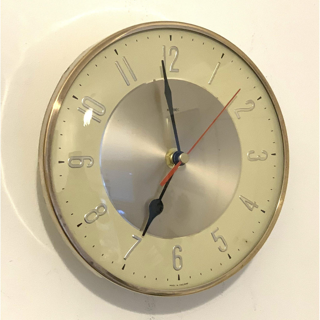 Metamec Model 3857 Wall Clock – 1960s Cream Gold Kitchen Clock Quartz Converted Made in England
