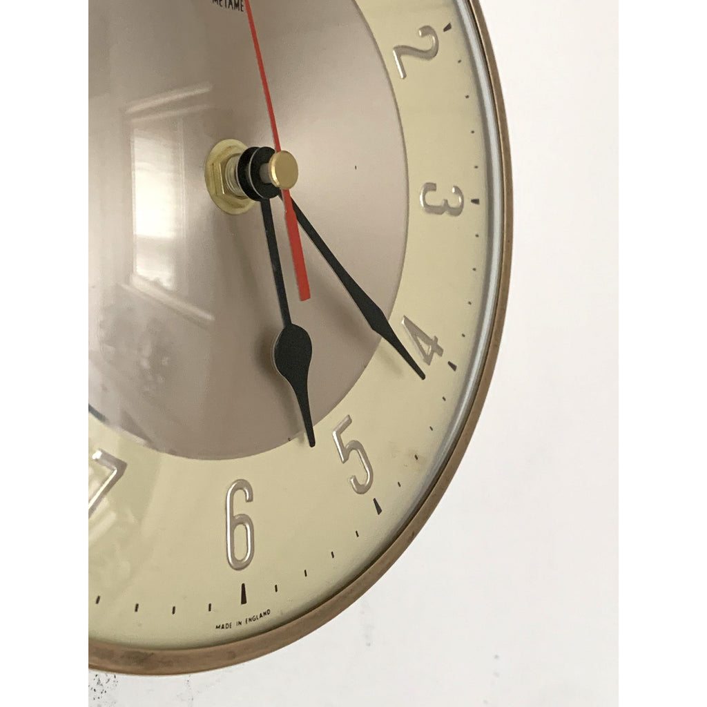 Metamec Model 3857 Wall Clock – 1960s Cream Gold Kitchen Clock Quartz Converted Made in England