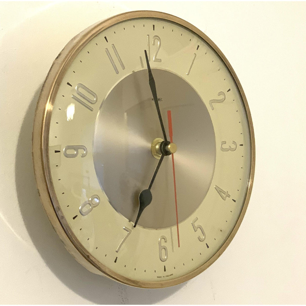 Metamec Model 3857 Wall Clock – 1960s Cream Gold Kitchen Clock Quartz Converted Made in England