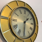 Metamec Model 4632 Wall Clock – 1979 Gold Tone Segmented Ring Roman Numeral 12 Inch Made in England
