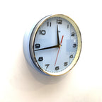 Metamec Model 5601 Wall Clock – 1960s Pale Blue Bakelite Brushed Aluminium Bezel New Quartz 8 Inch
