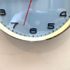 Metamec Model 5601 Wall Clock – 1960s Pale Blue Bakelite Brushed Aluminium Bezel New Quartz 8 Inch
