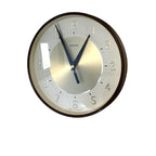 Metamec Model 5635 Wall Clock – 1970s English Brown Gold White Dial 8 Inch Made in England