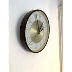 Metamec Model 5635 Wall Clock – 1970s English Brown Gold White Dial 8 Inch Made in England