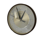 Metamec Model 5635 Wall Clock – 1970s English Brown Gold White Dial 8 Inch Made in England