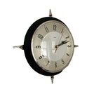 Metamec Model 5859 Wall Clock – 1960s Black Bakelite Chrome Finials Space Age Rare Made in England