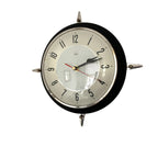Metamec Model 5859 Wall Clock – 1960s Black Bakelite Chrome Finials Space Age Rare Made in England