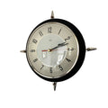 Metamec Model 5859 Wall Clock – 1960s Black Bakelite Chrome Finials Space Age Rare Made in England