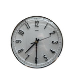 Metamec Model 5868 Wall Clock – 1960s White Chrome Bezel Arabic Numeral All Black Hands 8 Inch