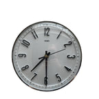 Metamec Model 5868 Wall Clock – 1960s White Chrome Bezel Arabic Numeral All Black Hands 8 Inch