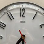 Metamec Model 5868 Wall Clock – 1960s White Chrome Bezel Arabic Numeral New Quartz 8 Inch England