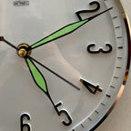 Metamec Model 5868 Wall Clock, 1960s, White Chrome Bezel, Green Hands, Arabic Numerals