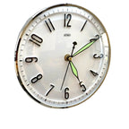 Metamec Model 5868 Wall Clock, 1960s, White Chrome Bezel, Green Hands, Arabic Numerals