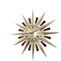 Metamec Model 5892 Starburst Wall Clock – 1960s Brass Edition Teak Brass Roman Numeral Quartz