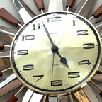 Metamec Model 5892 Starburst Wall Clock, Rare Gold Dial Variant, Teak and Chrome, 1960s